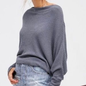 Free People blue cowl neck doman sleeve thermal  - size small